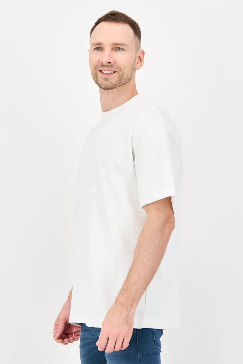 Bench Men Crew Neck Short Sleeve Brand Logo T-Shirt, White - Image 2